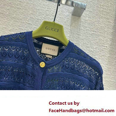 GUCCI Cotton lace cardigan BLUE 743288 2023