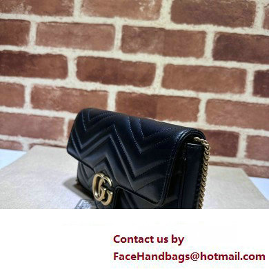 Gucci GG Marmont mini card case chain wallet 751526 Black 2023