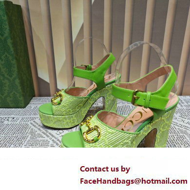 Gucci Heel 12cm Platform 3.5cm Horsebit sandals 745955 Green 2023