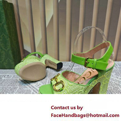 Gucci Heel 12cm Platform 3.5cm Horsebit sandals 745955 Green 2023