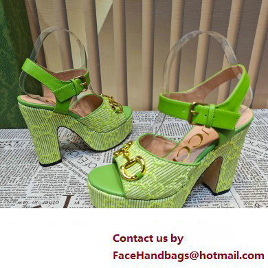 Gucci Heel 12cm Platform 3.5cm Horsebit sandals 745955 Green 2023