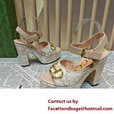 Gucci Heel 12cm Platform 3.5cm Horsebit sandals 745955 Nude 2023