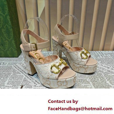 Gucci Heel 12cm Platform 3.5cm Horsebit sandals 745955 Nude 2023