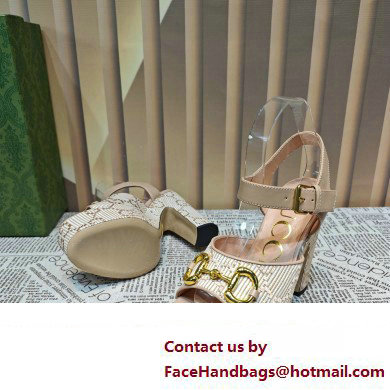 Gucci Heel 12cm Platform 3.5cm Horsebit sandals 745955 Nude 2023