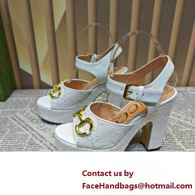 Gucci Heel 12cm Platform 3.5cm Horsebit sandals 745955 White 2023