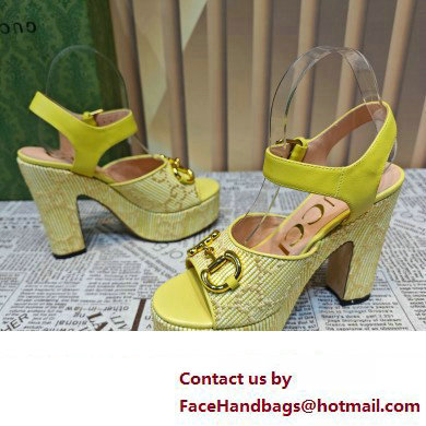 Gucci Heel 12cm Platform 3.5cm Horsebit sandals 745955 Yellow 2023