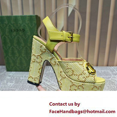 Gucci Heel 12cm Platform 3.5cm Horsebit sandals 745955 Yellow 2023