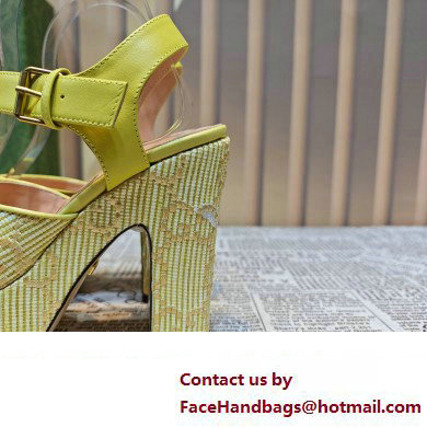 Gucci Heel 12cm Platform 3.5cm Horsebit sandals 745955 Yellow 2023