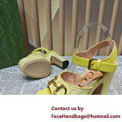 Gucci Heel 12cm Platform 3.5cm Horsebit sandals 745955 Yellow 2023