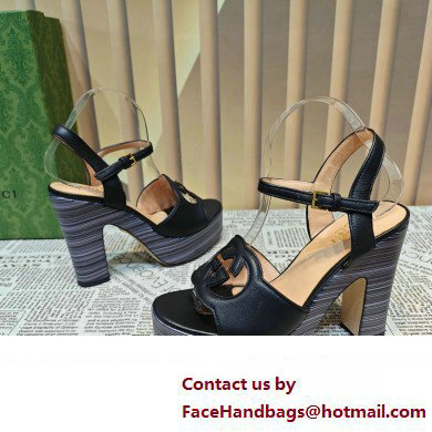 Gucci Heel 12cm Platform 3.5cm Interlocking G sandals 730022 Black 02 2023