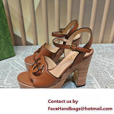 Gucci Heel 12cm Platform 3.5cm Interlocking G sandals 730022 Brown 2023