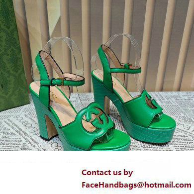 Gucci Heel 12cm Platform 3.5cm Interlocking G sandals 730022 Green 2023