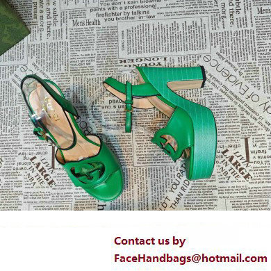 Gucci Heel 12cm Platform 3.5cm Interlocking G sandals 730022 Green 2023