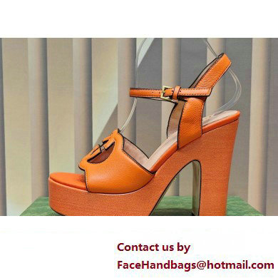 Gucci Heel 12cm Platform 3.5cm Interlocking G sandals 730022 Orange 2023