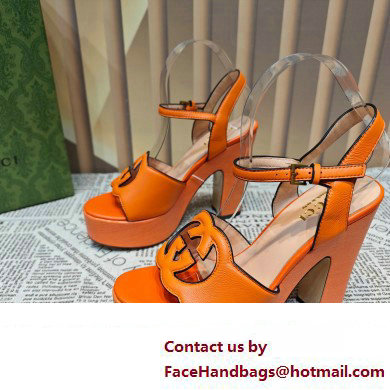 Gucci Heel 12cm Platform 3.5cm Interlocking G sandals 730022 Orange 2023