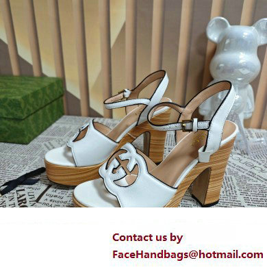 Gucci Heel 12cm Platform 3.5cm Interlocking G sandals 730022 White 2023