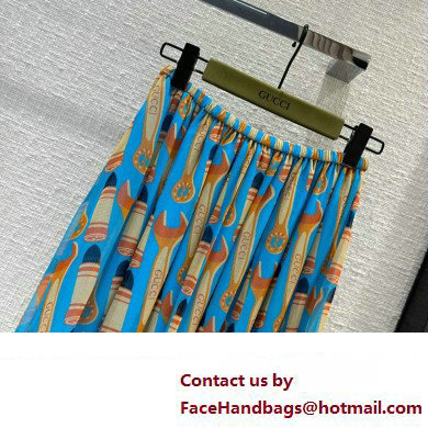 Gucci Lipstick and tool print silk skirt 2023