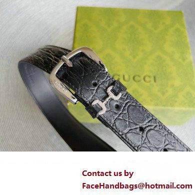 Gucci Width 3cm Caiman belt with crystal Horsebit 02 2023