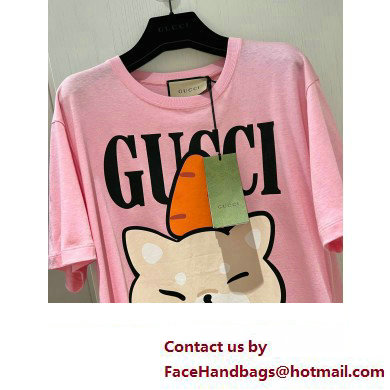 Gucci animal print cotton T-shirt pink 717422 2023