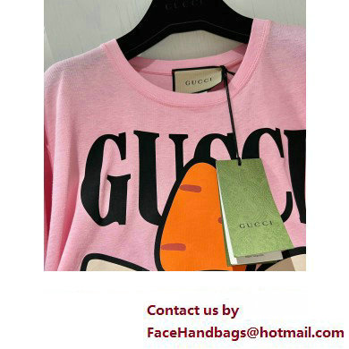 Gucci animal print cotton T-shirt pink 717422 2023