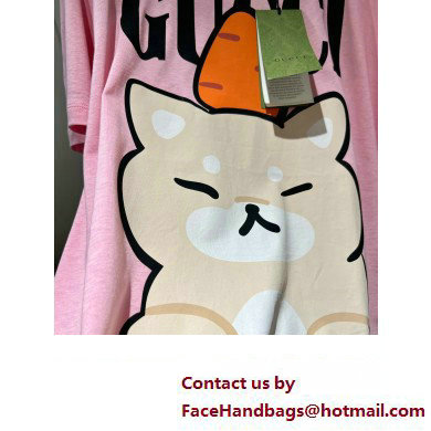 Gucci animal print cotton T-shirt pink 717422 2023