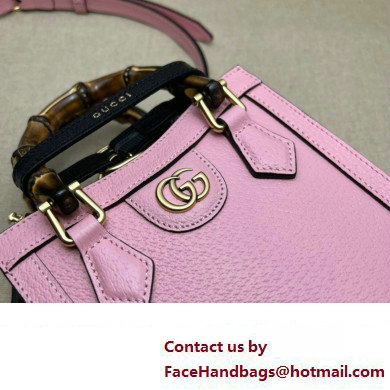 Gucci leather Diana mini tote bag 739079 Pink 2023