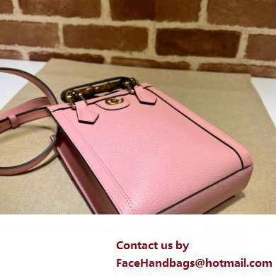 Gucci leather Diana mini tote bag 739079 Pink 2023