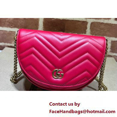 Gucci leather GG Marmont matelasse chain mini bag 746431 Red 2023