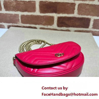 Gucci leather GG Marmont matelasse chain mini bag 746431 Red 2023