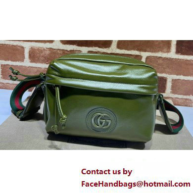 Gucci leather Shoulder bag with tonal Double G 725696 Green 2023