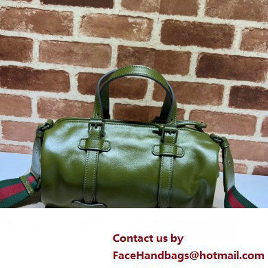 Gucci leather Small duffle bag with tonal Double G 725701 Green 2023