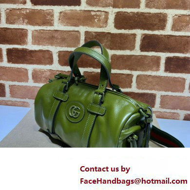 Gucci leather Small duffle bag with tonal Double G 725701 Green 2023