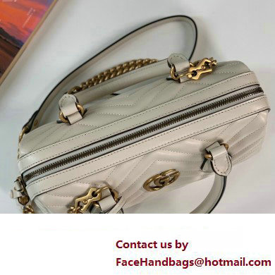 Gucci matelasse chevron leather GG Marmont small top handle bag 746319 White 2023