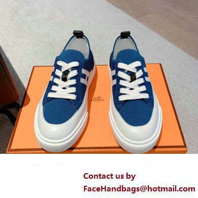 Hermes Knit and calfskin Deep Women/Men Sneakers 01 2023