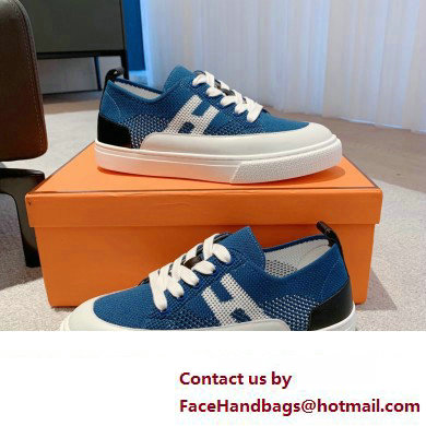 Hermes Knit and calfskin Deep Women/Men Sneakers 01 2023