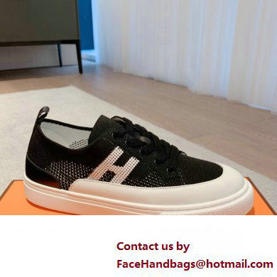 Hermes Knit and calfskin Deep Women/Men Sneakers 02 2023