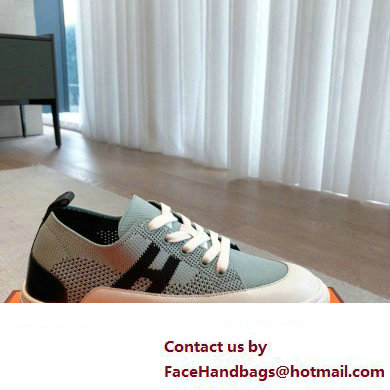 Hermes Knit and calfskin Deep Women/Men Sneakers 04 2023