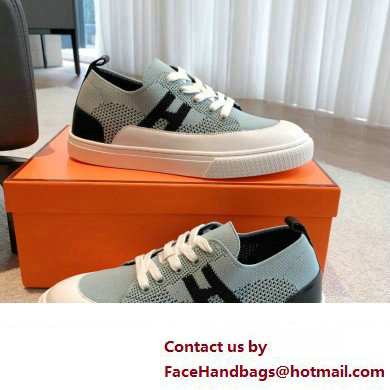 Hermes Knit and calfskin Deep Women/Men Sneakers 04 2023