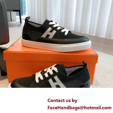 Hermes Knit and calfskin Deep Women/Men Sneakers 05 2023