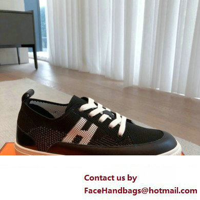 Hermes Knit and calfskin Deep Women/Men Sneakers 05 2023