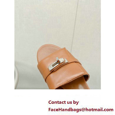 Hermes heel 5CM Giulia sandal in calfskin TAN 2023