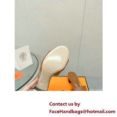 Hermes heel 5CM Giulia sandal in calfskin TAN 2023