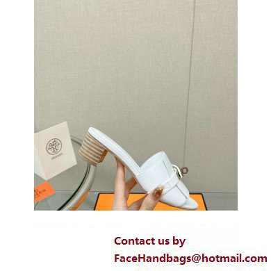 Hermes heel 5CM Giulia sandal in calfskin WHITE 2023