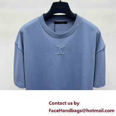 LOUIS VUITTON Embossed LV Cotton T-Shirt BLUE 2023