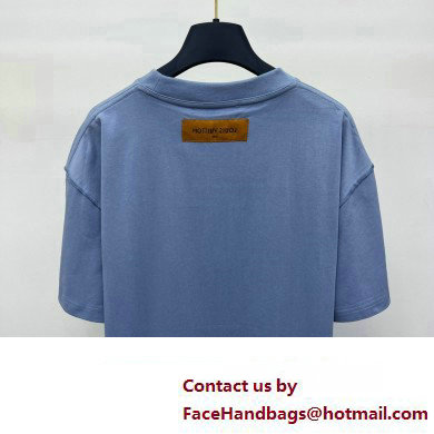 LOUIS VUITTON Embossed LV Cotton T-Shirt BLUE 2023