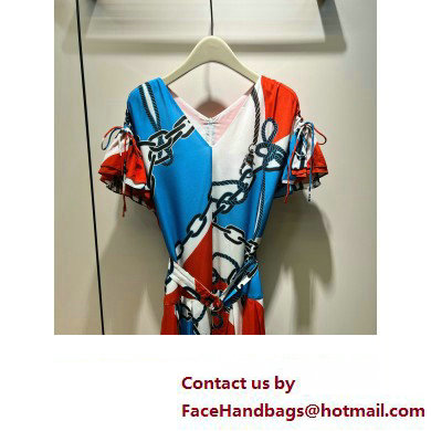 LOUIS VUITTON Nautical Print Butterfly Sleeve Dress 2023