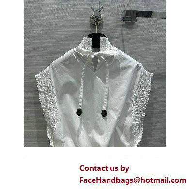 LOUIS VUITTON RUFFLE TRIM TOP WHITE 2023