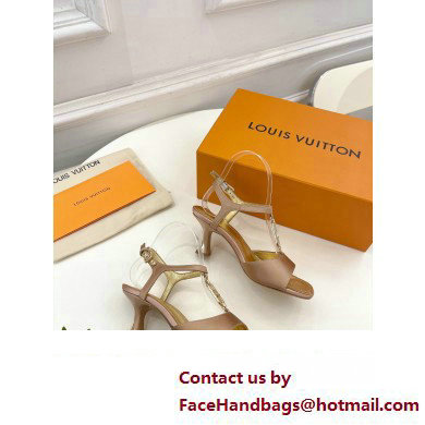 Louis Vuitton Heel 6.5cm Sparkle Sandals Satin Nude with LV Initials chain 2023