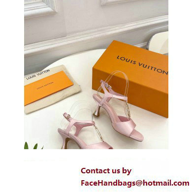 Louis Vuitton Heel 6.5cm Sparkle Sandals Satin Pink with LV Initials chain 2023