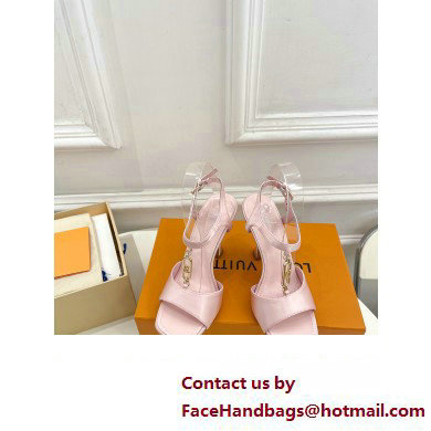 Louis Vuitton Heel 9.5cm Sparkle Sandals Satin Pink with LV Initials chain 2023